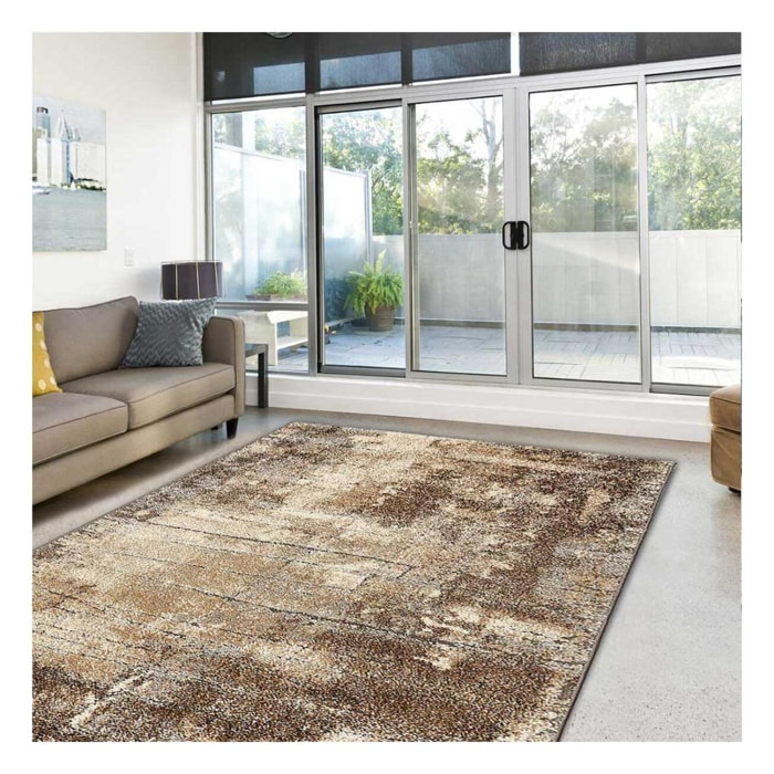 Tapis salon et chambre tissé motif faux uni RUJI