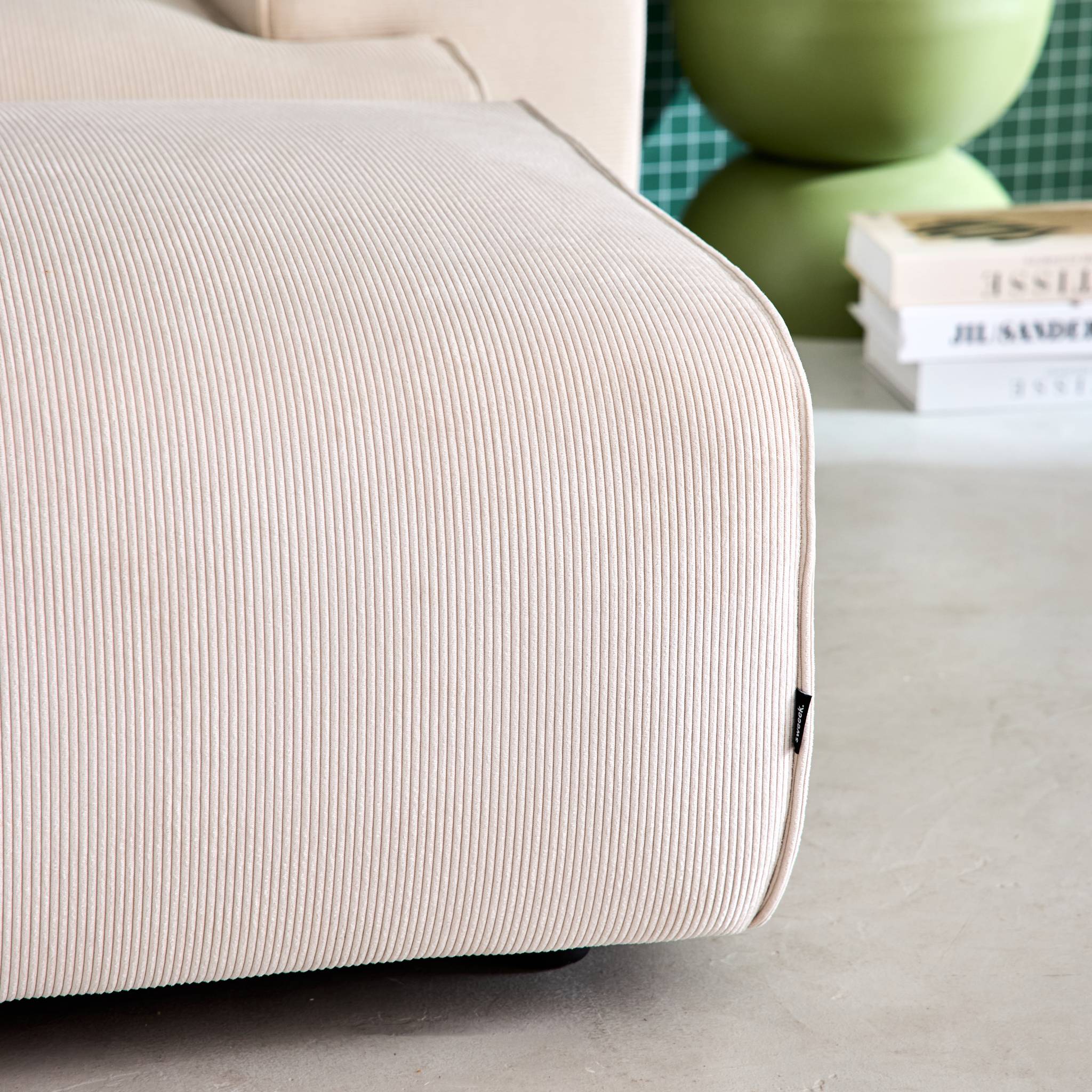 Pouf, repose-pieds pour canapé 3 places Wallas velours côtelé WALLAS