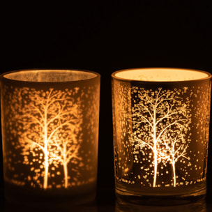 J-Line photophore Arbre - verre - blanc/argent - medium - 2 pcs