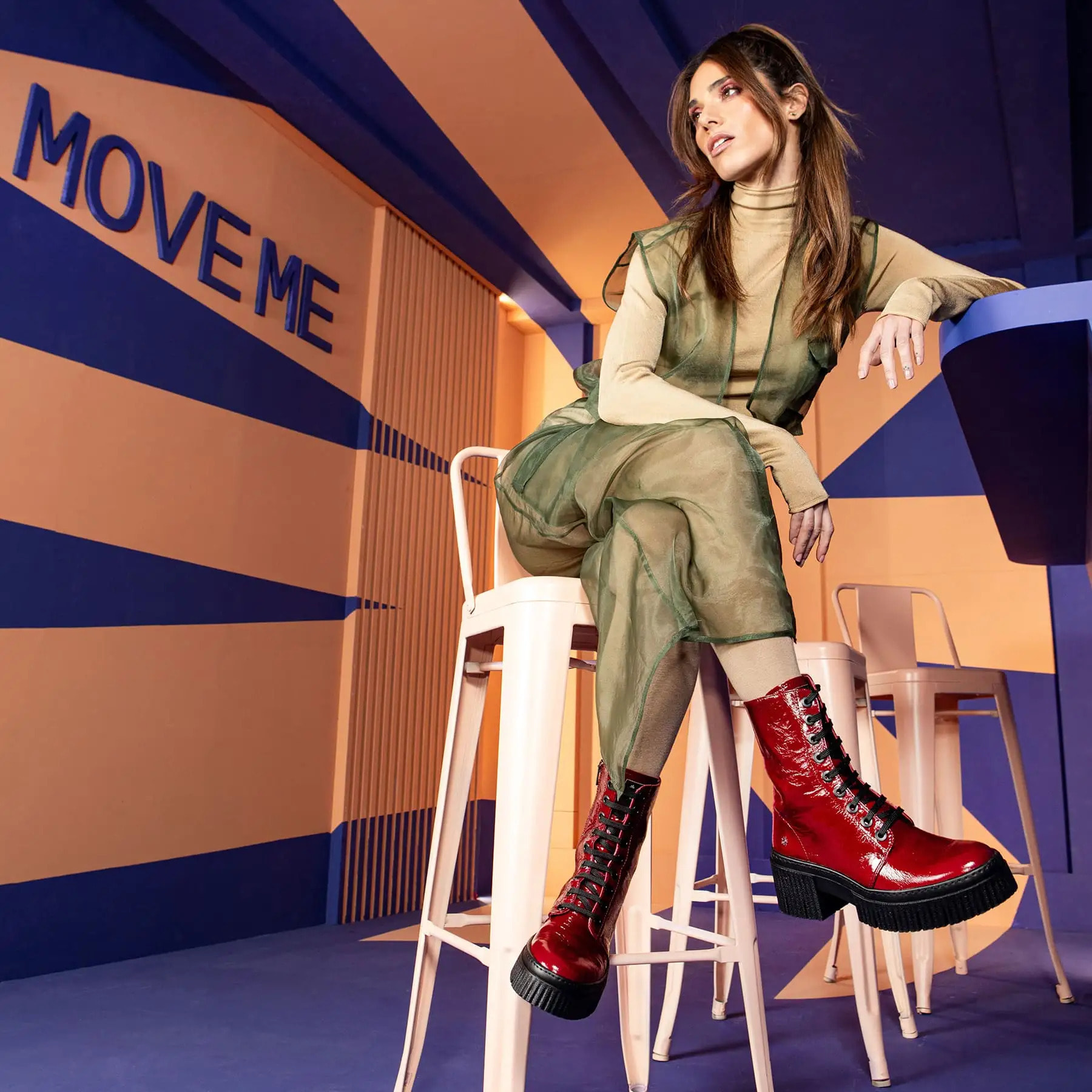 Botines con tacón 1375 PATENT FLASH RED/YORK color Red