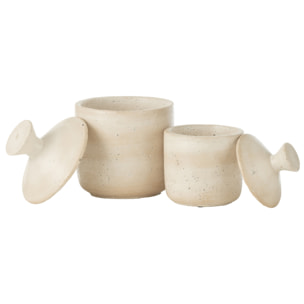J-Line Pot Decoratif Olina Ciment Creme Large