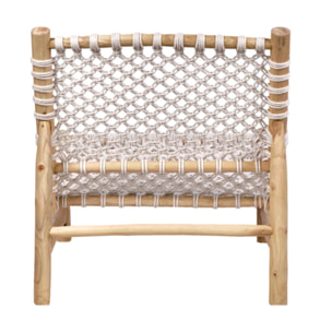 Chaise relax lounge en bois de teck et cannage cordes tressées - PIOU