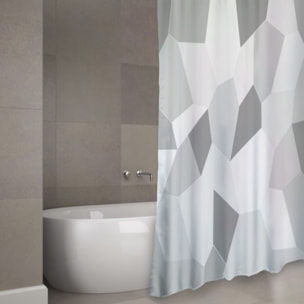 Rideau de douche Polyester ORIGAMI 180x200cm QUALITE PREMIUM Gris  - Anneaux inclus MSV