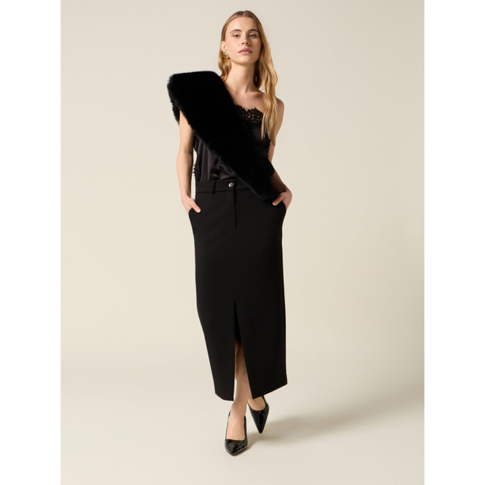 Oltre - Vestito tubino bimaterico - Nero