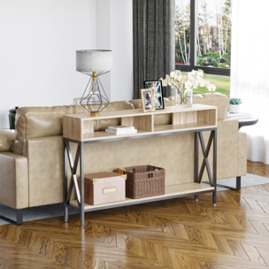 Mesa Consola Mueble para Recibidor con 2 Compartimientos y Estante Consola para Recibidor Entrada Pasillo 120x23,5x75 cm Roble y Negro