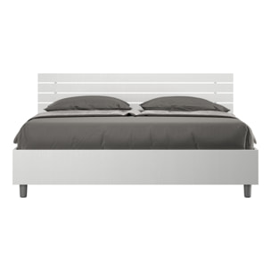 Lit sans sommier 160x200 tête de lit droite avec des lames frêne blanc Ankel