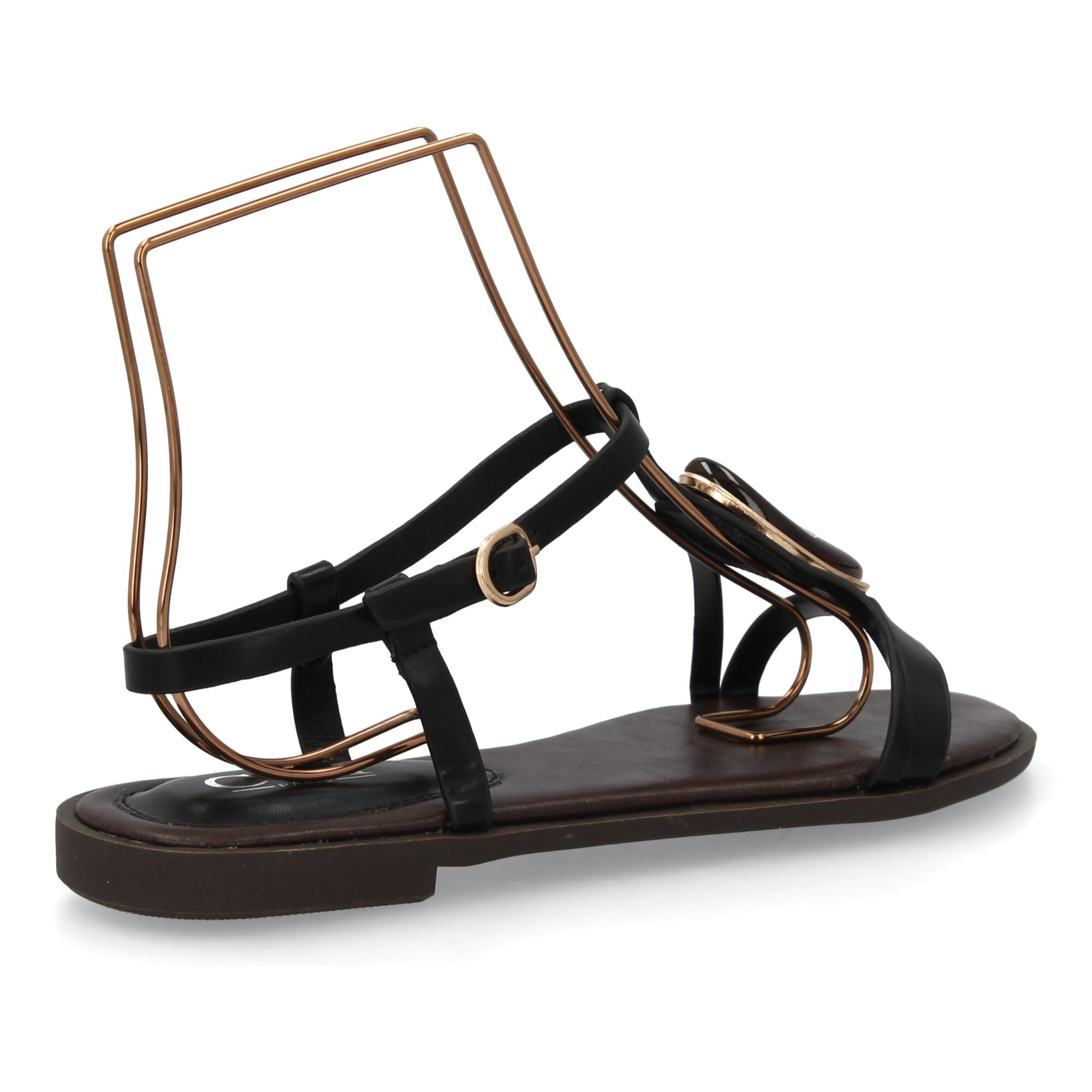 Sandalia plana mujer elegante con adorno de piedra