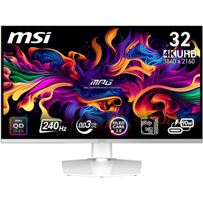 Ecran PC Gamer MSI MPG 321URXW 32" 4K 240Hz QD-OLED HDR True Black 400 HDMI 2.1 USB-C 90W