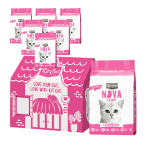 Pack 6 Kit Cat Arena Eco Nova - Strawberry 7 L Arena para gatos