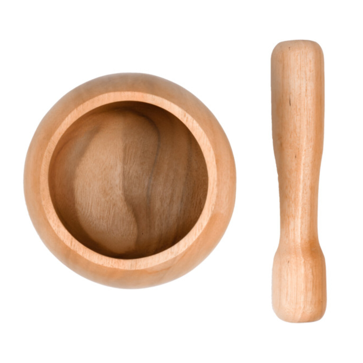 Pilon et mortier à épices en bois de teck en forme de bol - DIANE