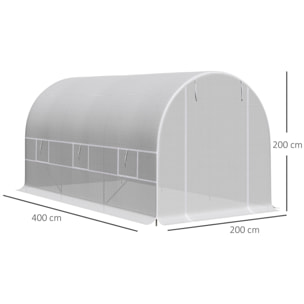 Invernadero de Jardín 4x2x2m Huerto Tipo Túnel 6 Ventanas Cultivos Plantas