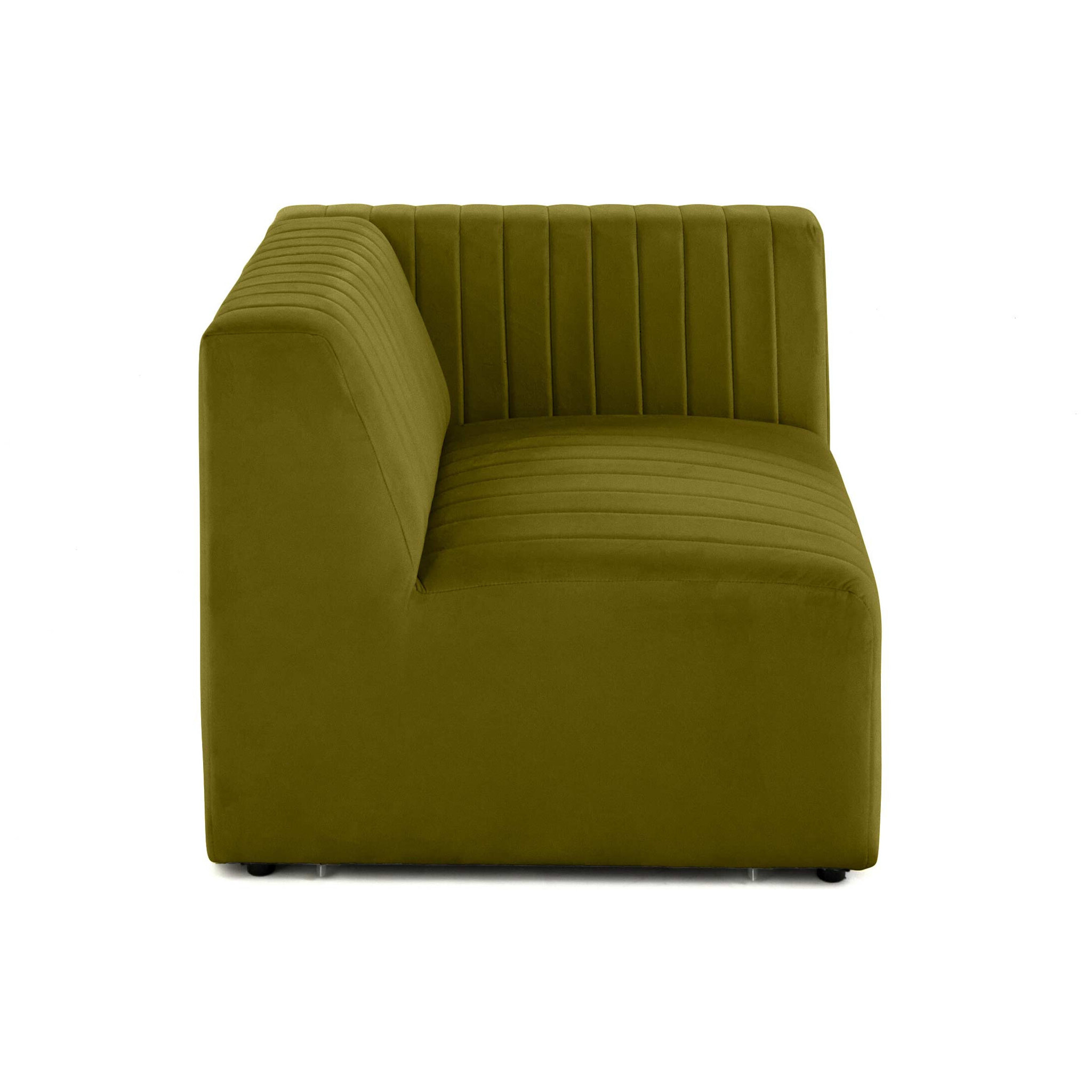 Nova - module d'assise droit - en velours - Vert Olive