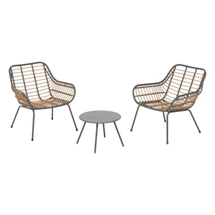 Salon de jardin duo "Paopao" graphite en acier traité en epoxy