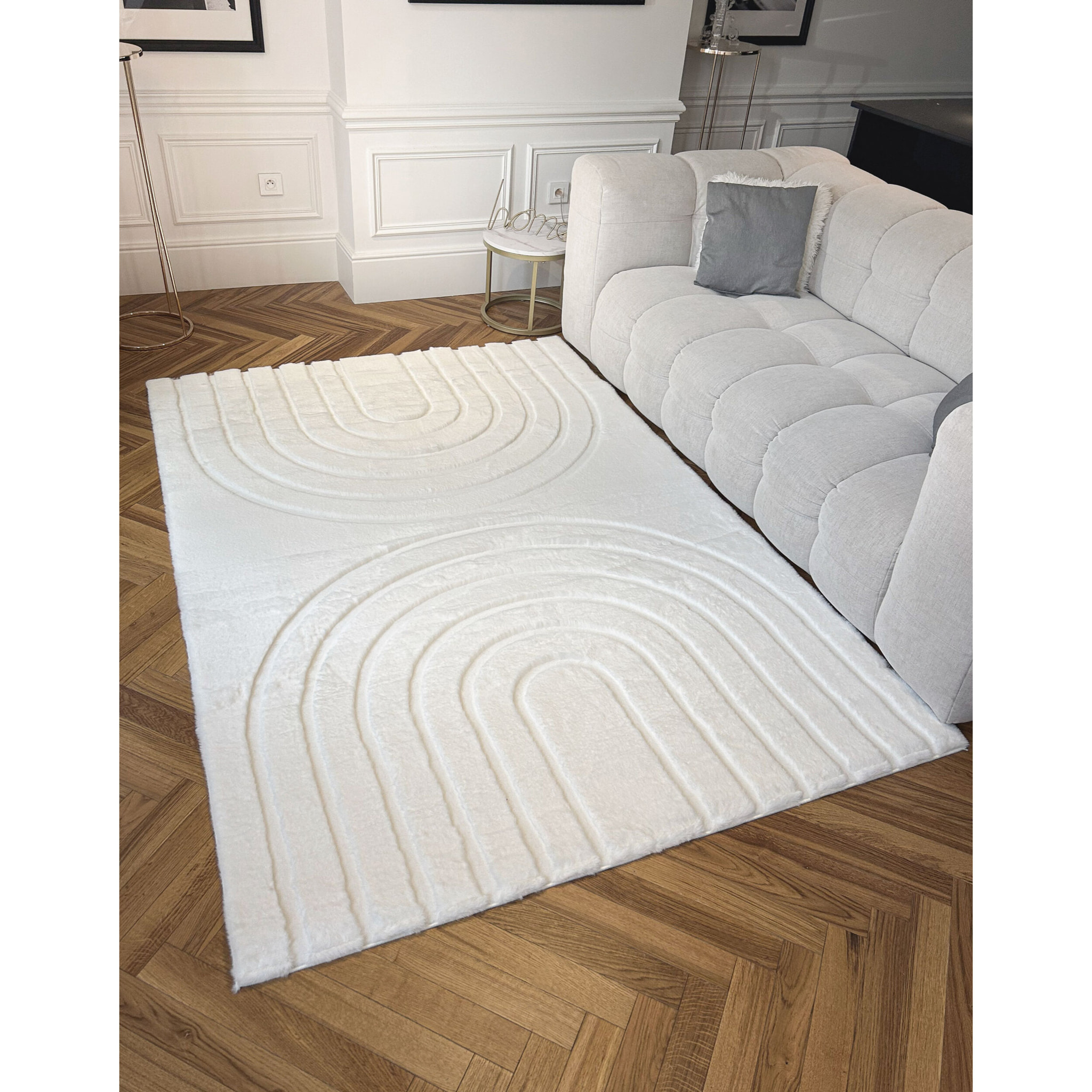 ALASKA - Tapis doux à motif arc blanc