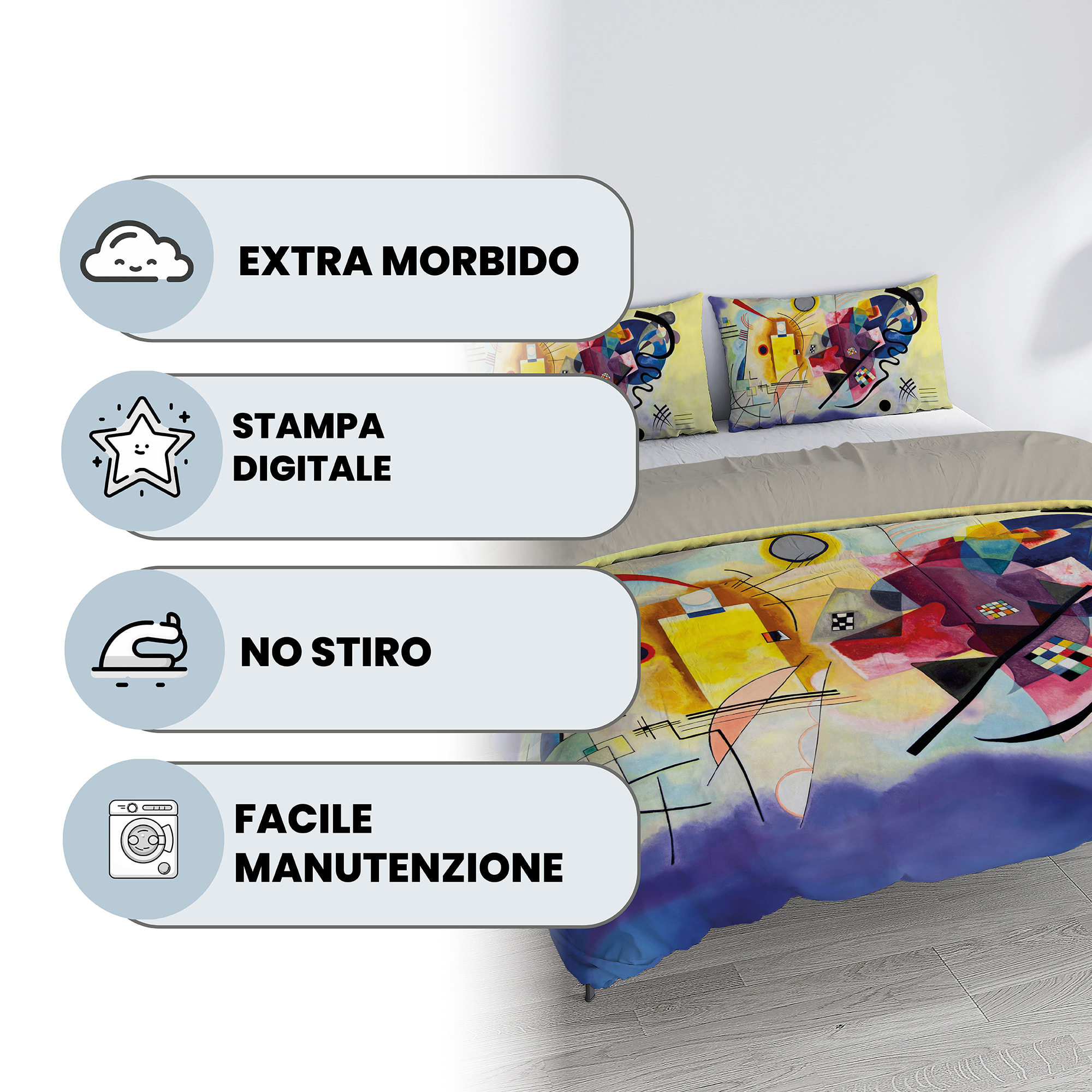 PARURE COPRIPIUMINO ARTE, Stampa Digitale, 100% Microfibra - AR105