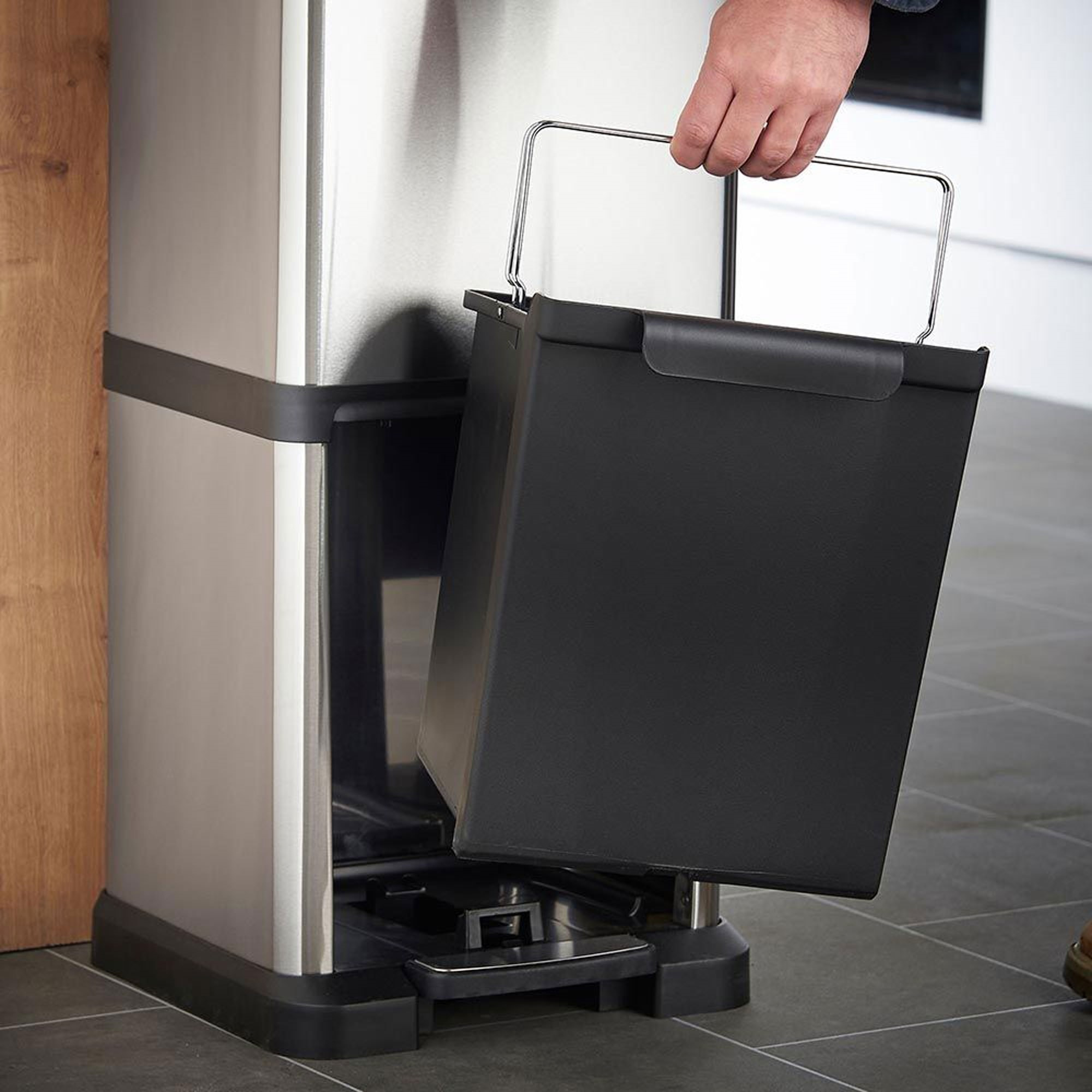 Cubo de reciclaje ecológico 32 litros de 3 compartimentos (2 de 8 L + 1 de 16 L), reciclaje de basura / cubos de reciclaje, Gran Capacidad, para Papel