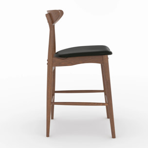 Lot de 2 chaises pour ilot central 63,5 cm en cuir synthétique noir  - Josette
