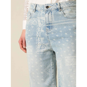 Oltre - Jeans palazzo en denim estampados - Light - blue