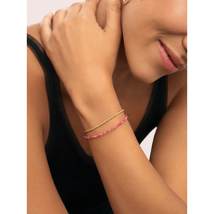 Pulsera Cleopatra Pink Acero Baño Oro