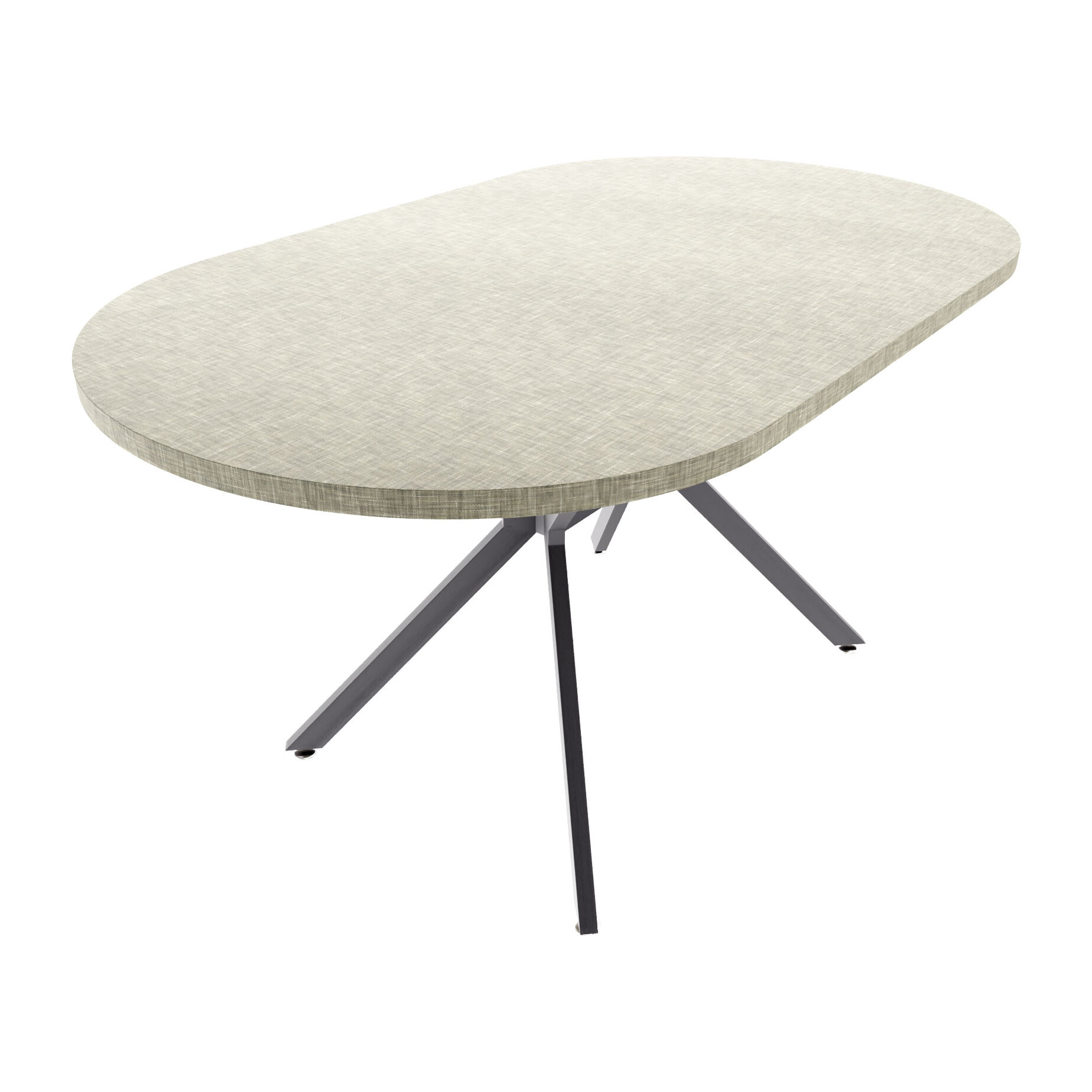 Marui Small - Tavolo da pranzo ovale 150x90 cm in Legno Testurizzato con Piede Centrale in metallo Ashi