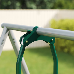 Balançoire aire de jeux 4+1 agrès acier gris bleu