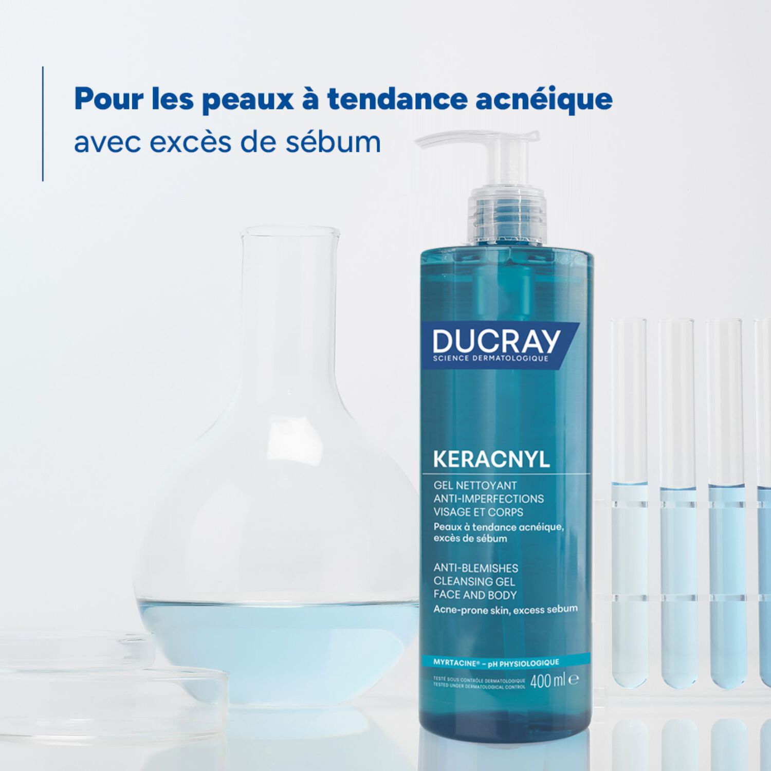 Ducray Keracnyl Gel Nettoyant Anti-Imperfections Visage et Corps - Gel Nettoyant Anti-Imperfections