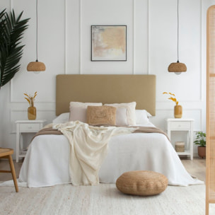 Table de chevet Niza -bois massif d'araucaria et panneau mdf-couleur laqué blanc mat 43 x 63 x 34 cm