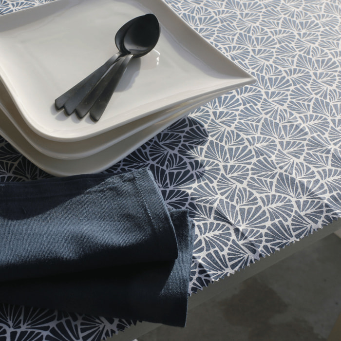 Nappe rectangulaire plastifiée 100% coton - Bleu Marine
