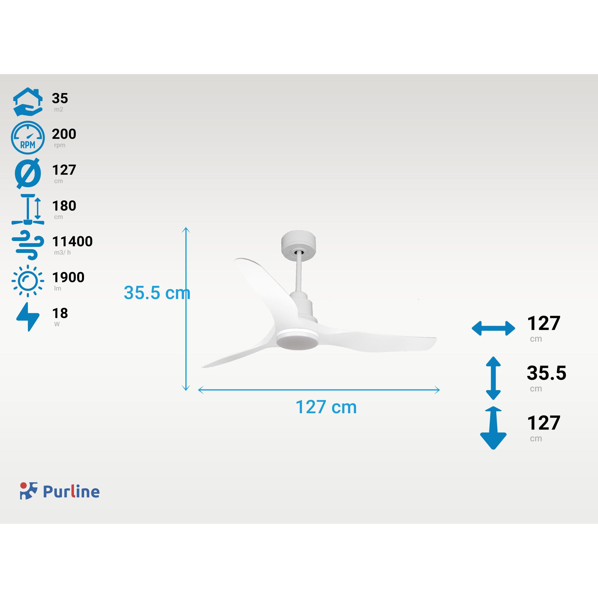 Ventilateur de plafond Réversible  Thermostat Dimmable Wifi Moteur à courant continu Toits en pente Télécommande Lumière à trois tons Adaptateur 2/3 Lames