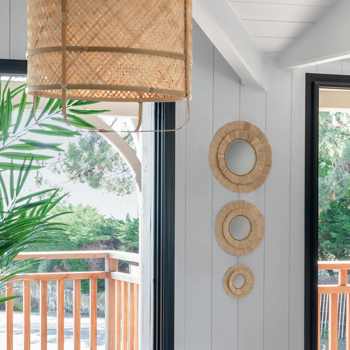 Set de 3 miroirs "Alba" - raphia