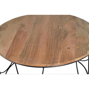 Mesa de centro - metal y madera - 41x80x80cm