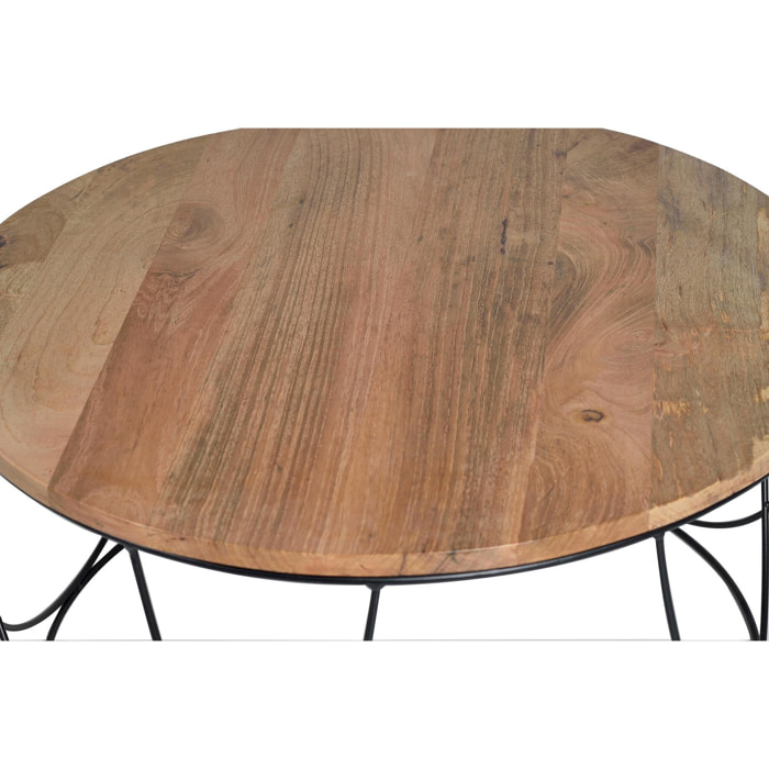 Mesa de centro - metal y madera - 41x80x80cm