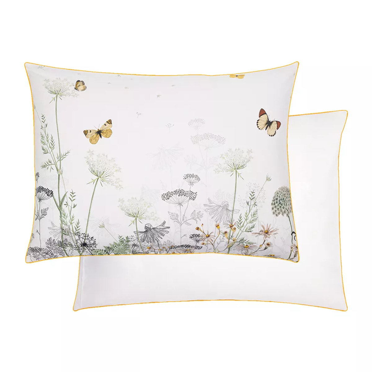 Taie d'oreiller percale de coton lavé imprimé multicolore ecru Escapades magiques naturel