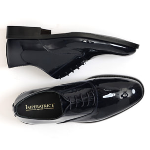 Francsesine stringate in vernice con fondo in cuoio antiscivolo Blu