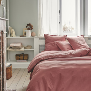 Housse de couette unie en coton, Made in France, TOUT DOUX , Rose Indien