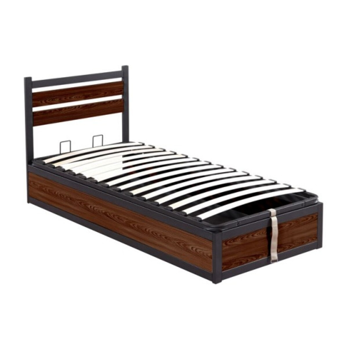 Ensemble lit coffre avec tête de lit & matelas | Mémoire de forme et ressorts ensachés | Espace de Stockage jusqu'à 900 L | Robuste et Large Angle d’Ouverture | Bois et métal | Bois foncé