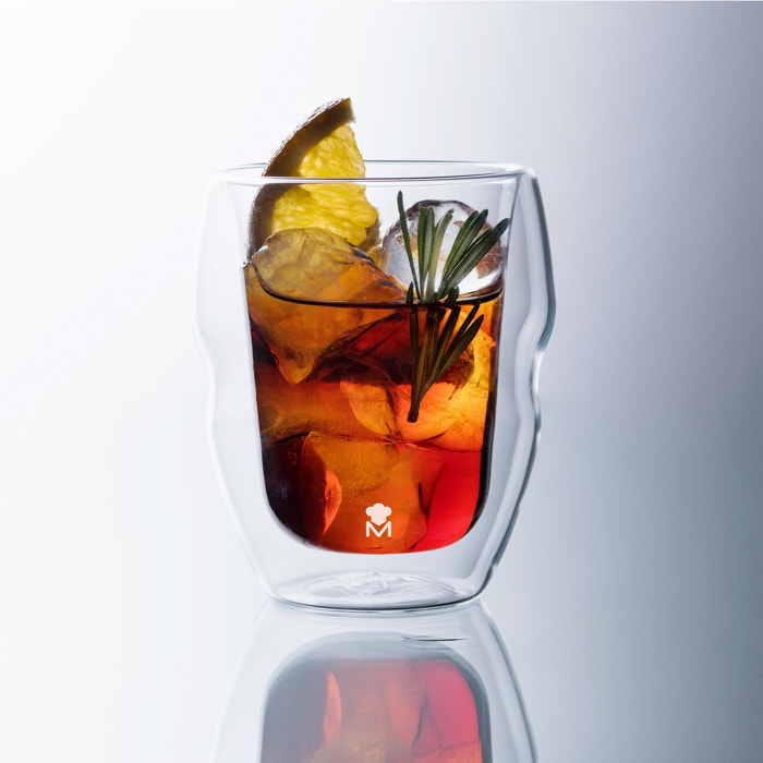 Vasos Borosilicato Masterpro Set 2 Vasos Bajos 380ml Mixology Alta Resistencia