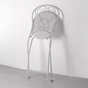 Set da giardino grigio 2 sedie pieghevoli 1 tavolino rotondo - Deco