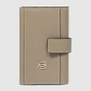 Piquadro Portacarte automatico in metallo e pelle, schermato con protezione RFID