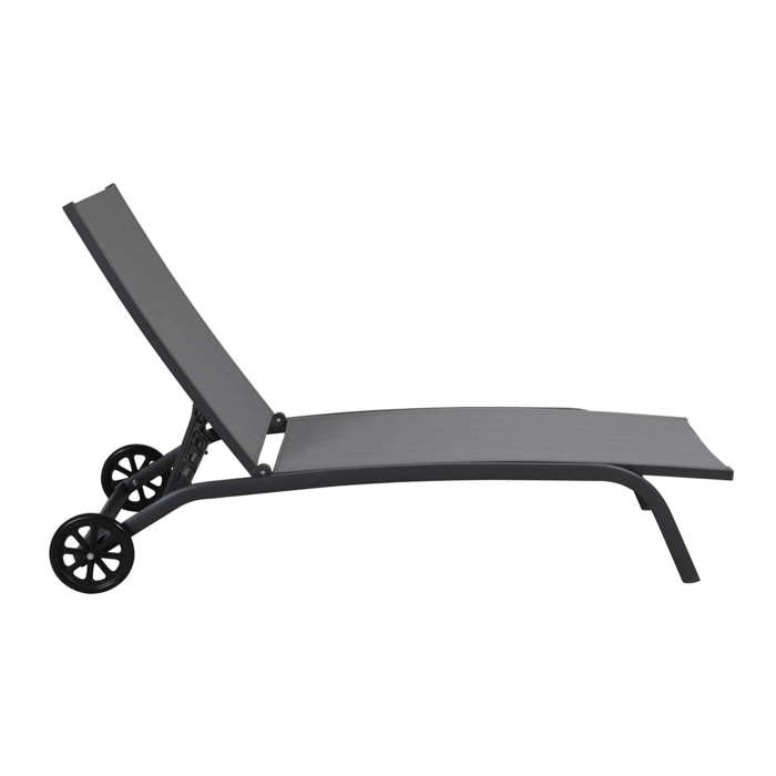 Set 2 Tumbonas – Aluminio y textilene gris