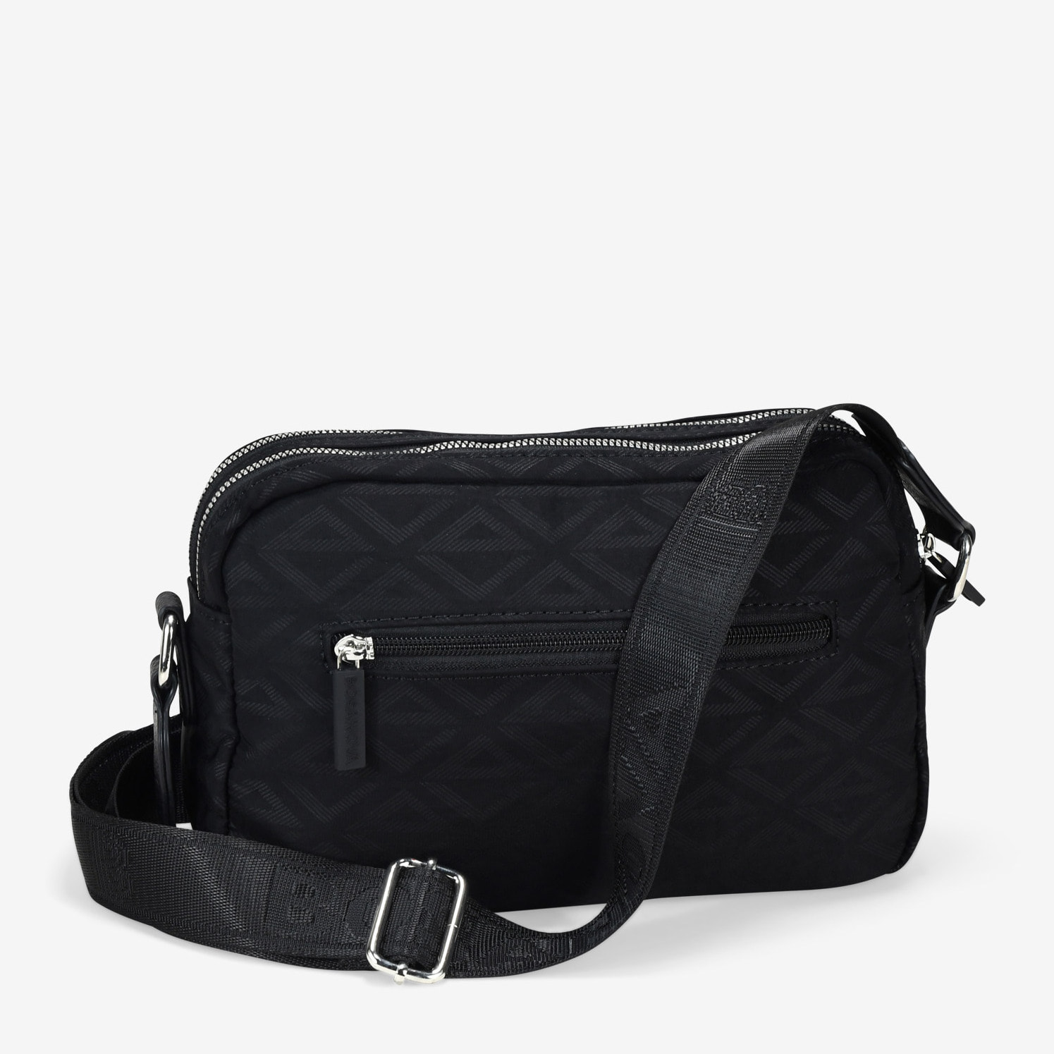 Bolso bandolera negro con doble cremallera
