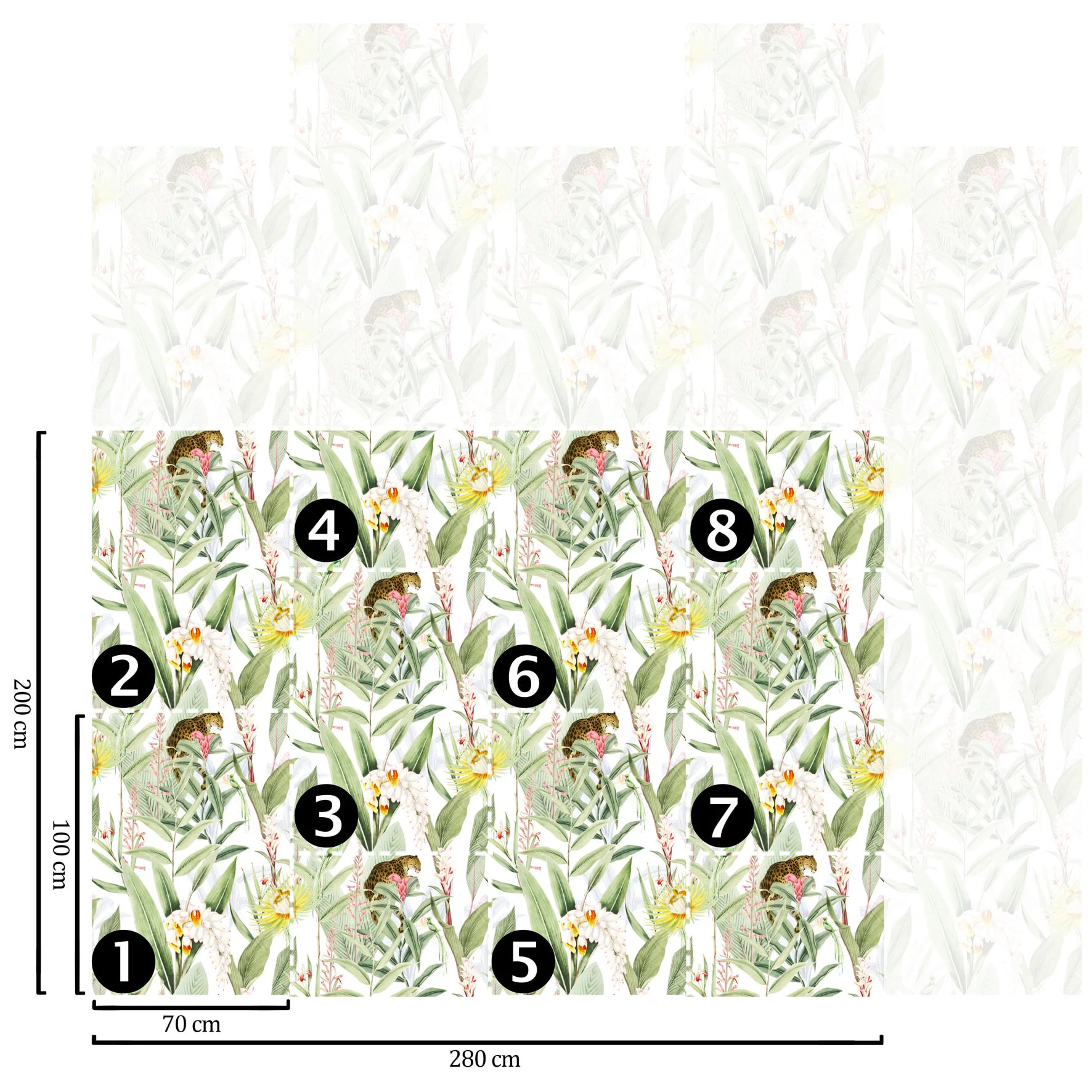 Carta da parati Jungla Tropicale Chic Bianca e Verde