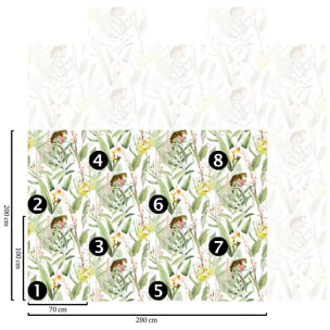 Carta da parati Jungla Tropicale Chic Bianca e Verde