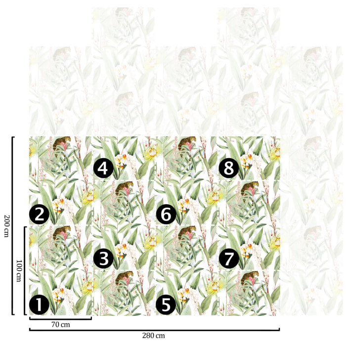 Carta da parati Jungla Tropicale Chic Bianca e Verde