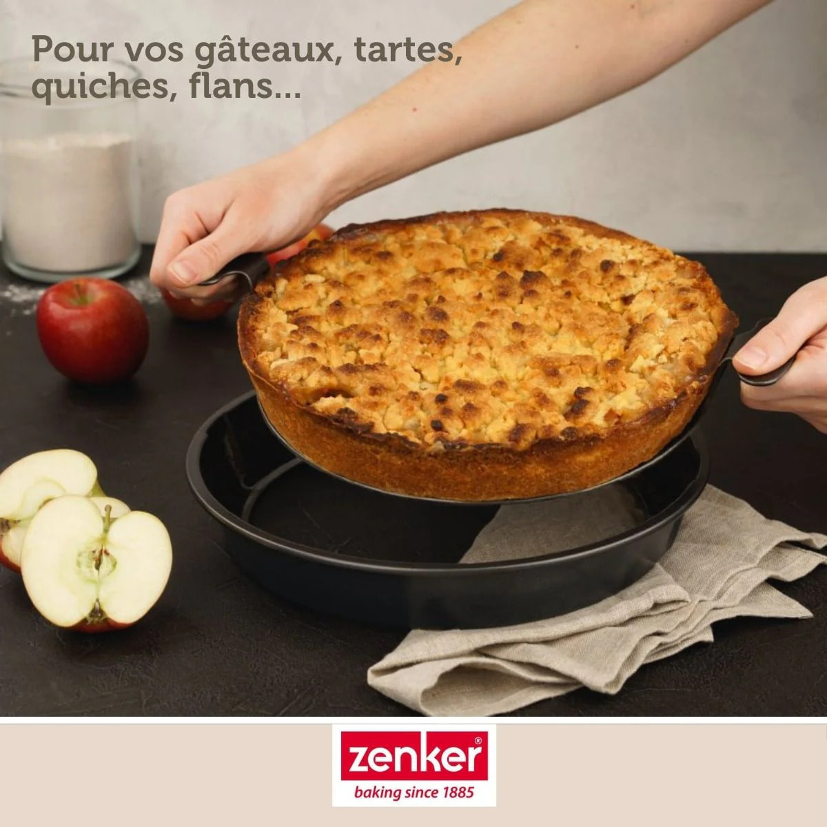 Set pâtisserie avec moule à quiche Lorraine 28 cm, 2 bols à mixer, verre mesureur et spatule Zenker