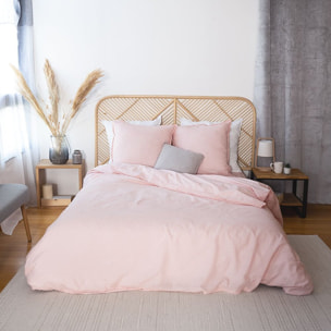 Parure housse de couette unie en coton lavé et lin - lynn - nude