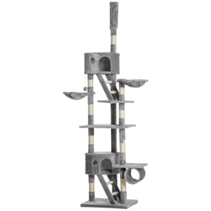 Arbre à chat design XXL réglable H.240-260 cm multi-équipement gris