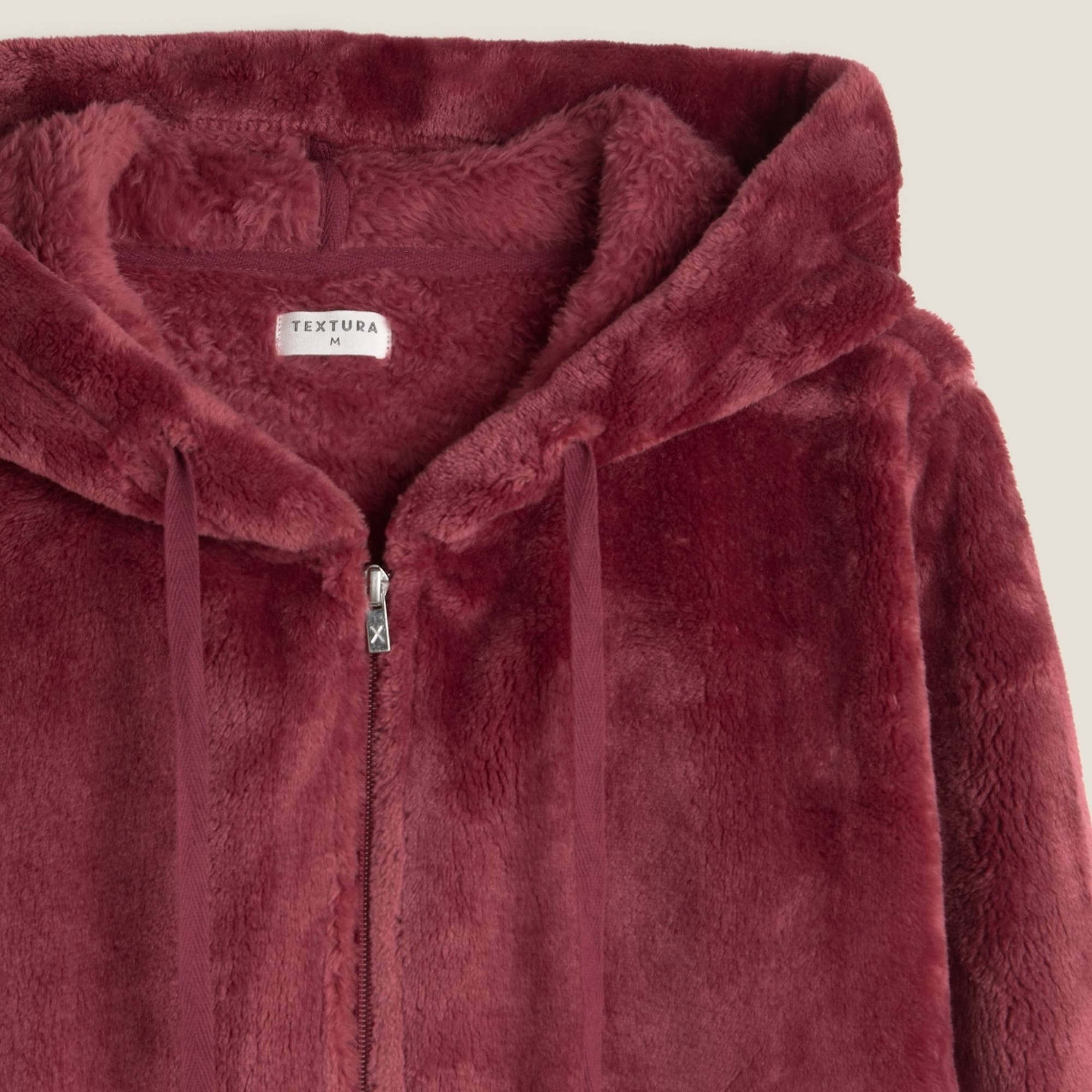 Chaqueta polar con capucha efecto pelo Este color rosa palo Poliéster