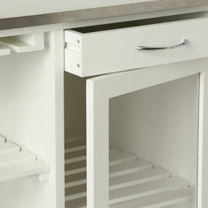 Desserte de cuisine en bois et plateau inox