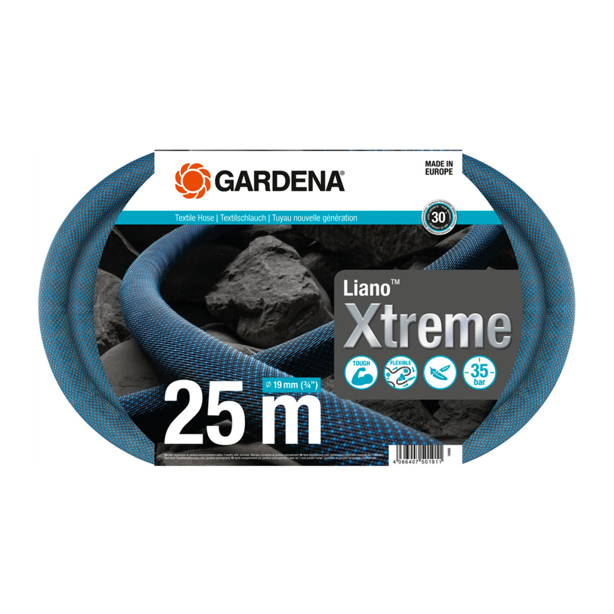 Tuyau Textile Hose Liano Xtreme 19 mm (3/4') - 25 m - GARDENA - 18482-20